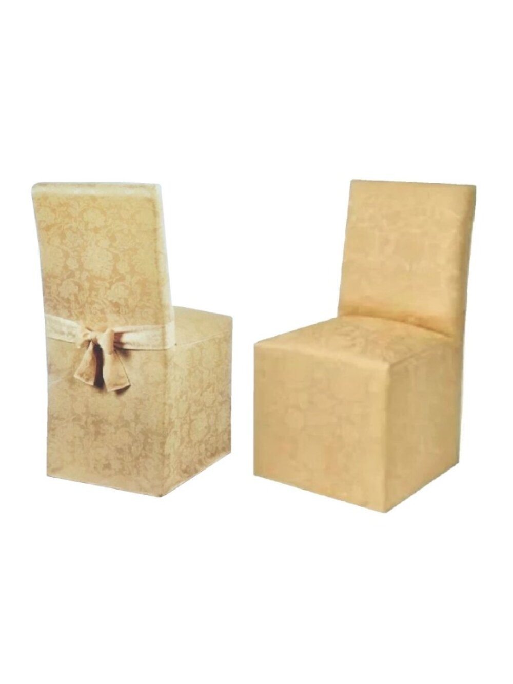 2 brand new YELLOW Holiday Medley Damask Chair Covers for Dining Room Chairs